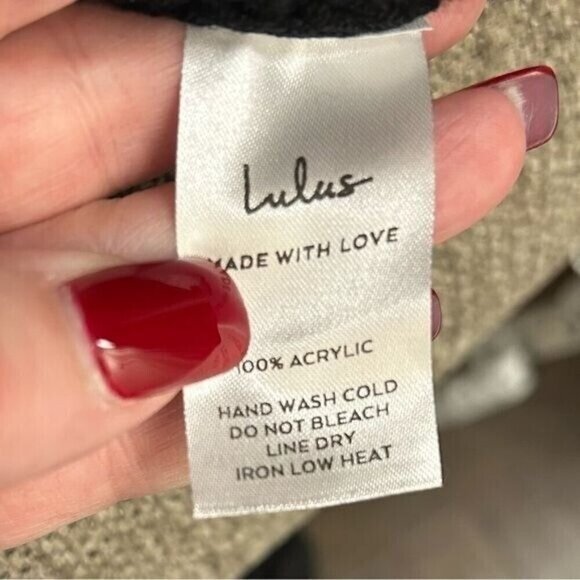 LuLus Black Acrylic Long Puffed Sleeve Cut Out Pullover Sweater Size XS - Picture 8 of 9